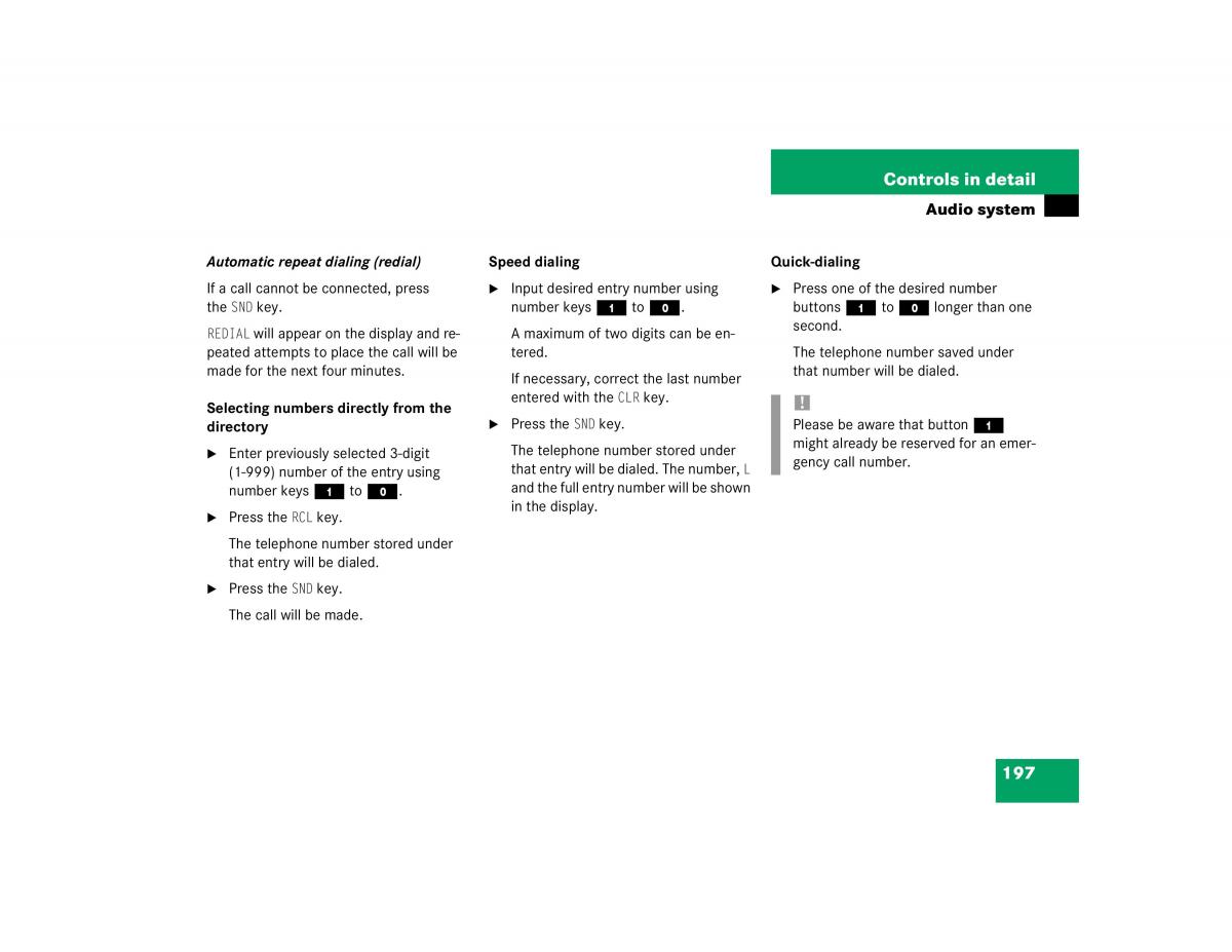 Mercedes Benz C Class W203 owners manual / page 197