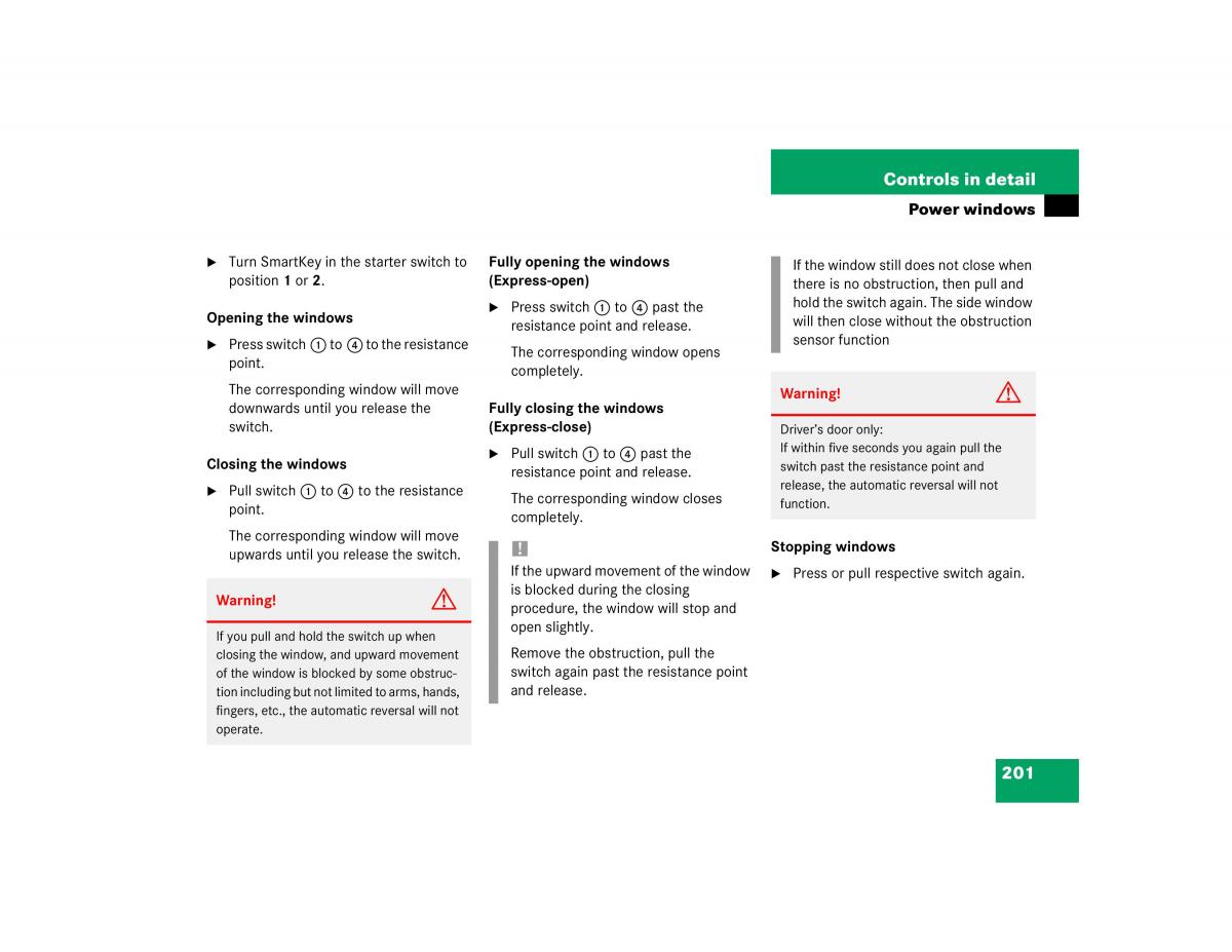 Mercedes Benz C Class W203 owners manual / page 201