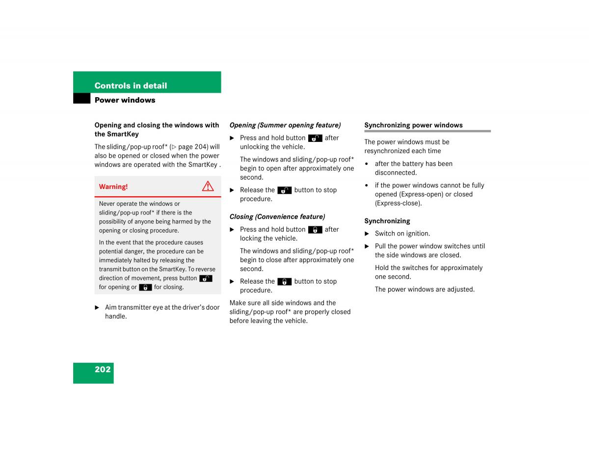 Mercedes Benz C Class W203 owners manual / page 202