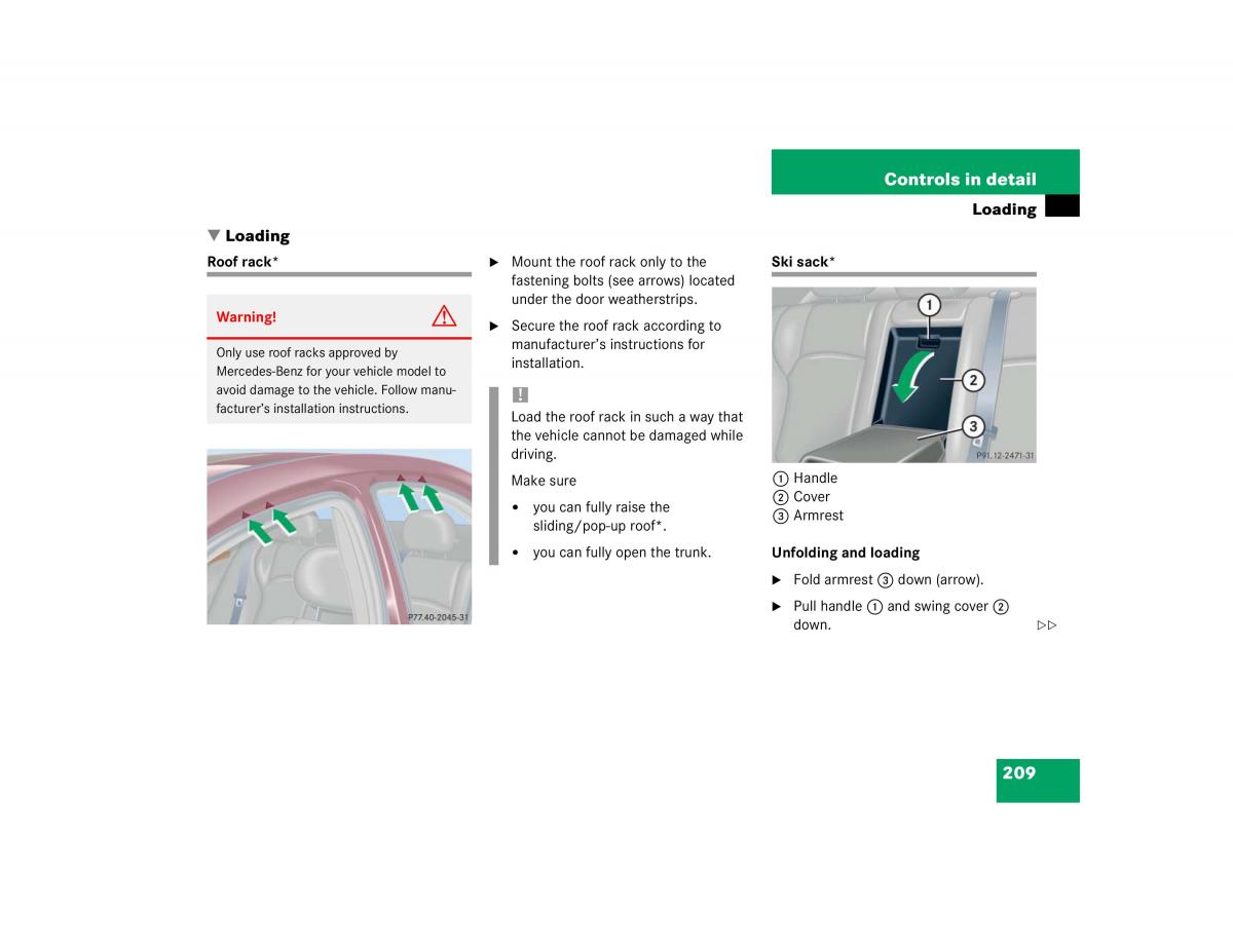 Mercedes Benz C Class W203 owners manual / page 209