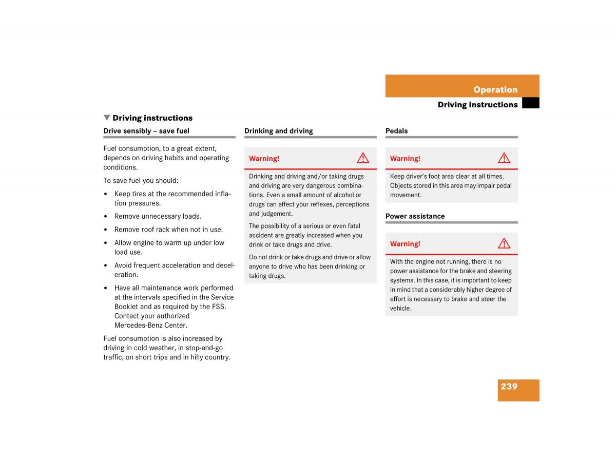 Mercedes Benz C Class W203 owners manual / page 239