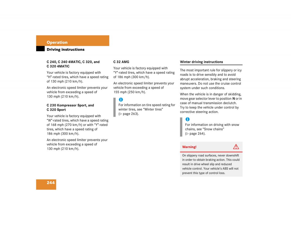 manual mercedes c mercedes benz c class w203 owners manual / page 244