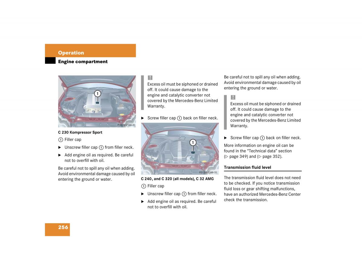 Mercedes Benz C Class W203 owners manual / page 256