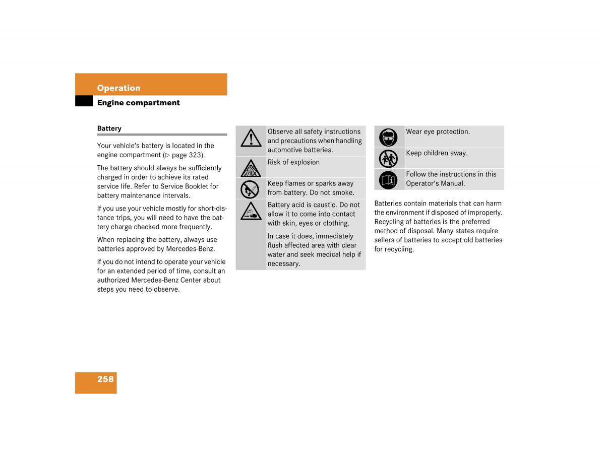 Mercedes Benz C Class W203 owners manual / page 258