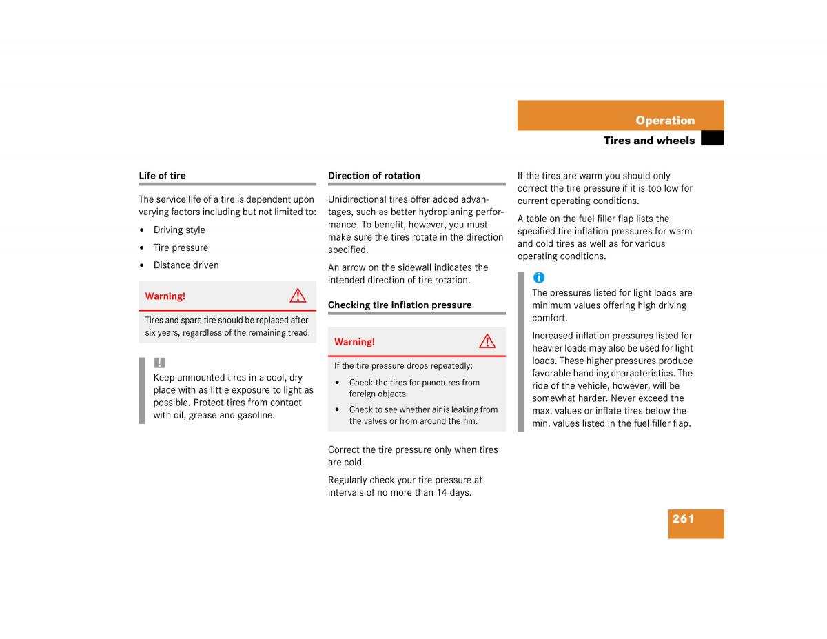 Mercedes Benz C Class W203 owners manual / page 261