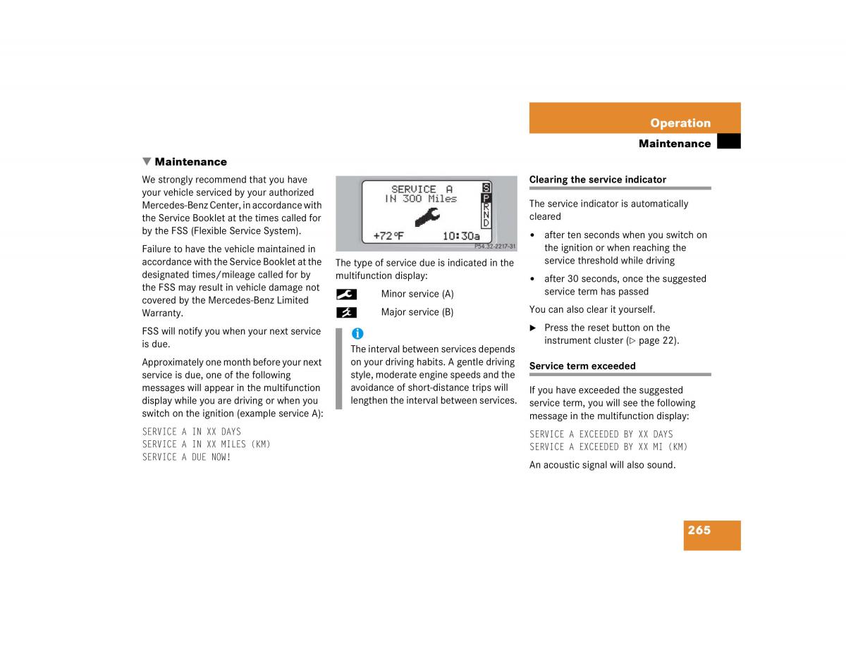 Mercedes Benz C Class W203 owners manual / page 265