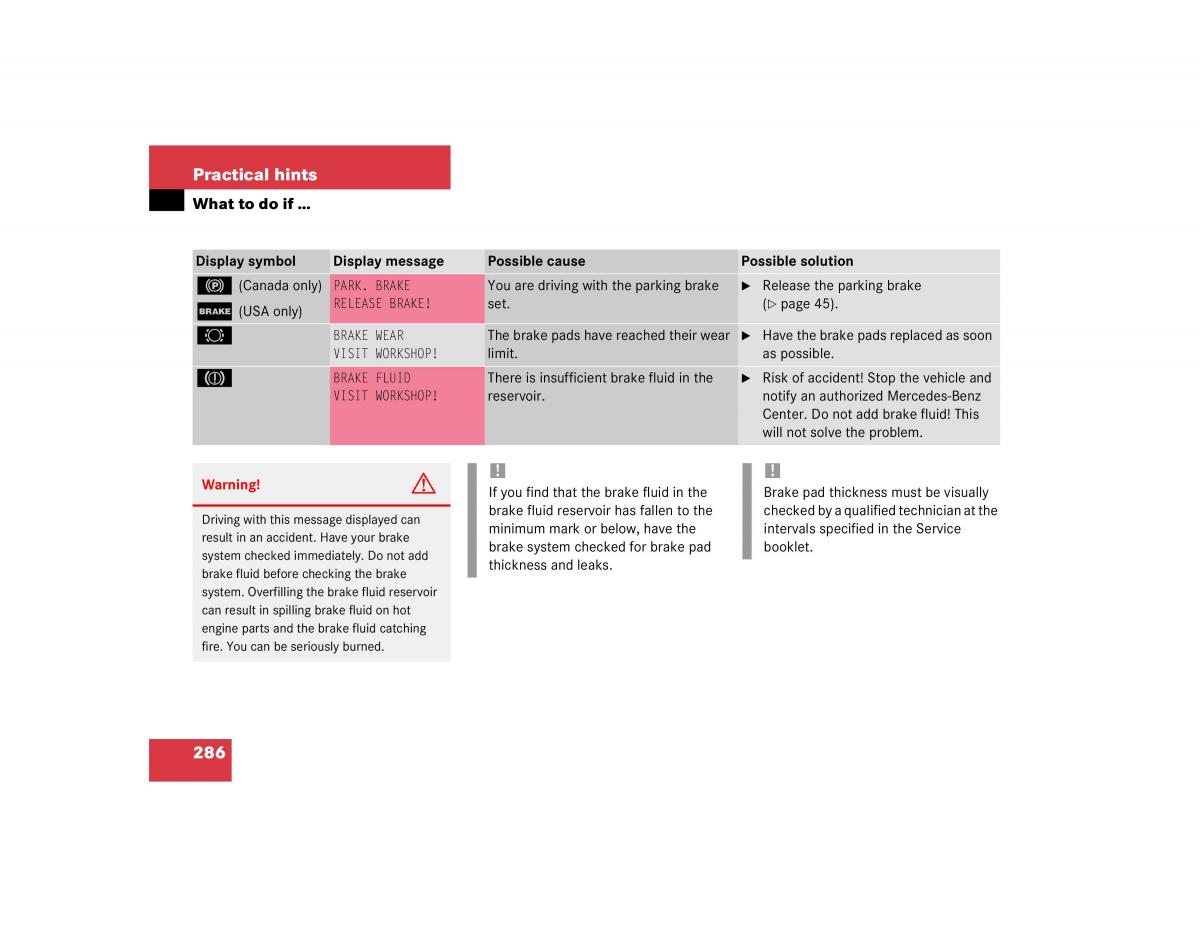 Mercedes Benz C Class W203 owners manual / page 286