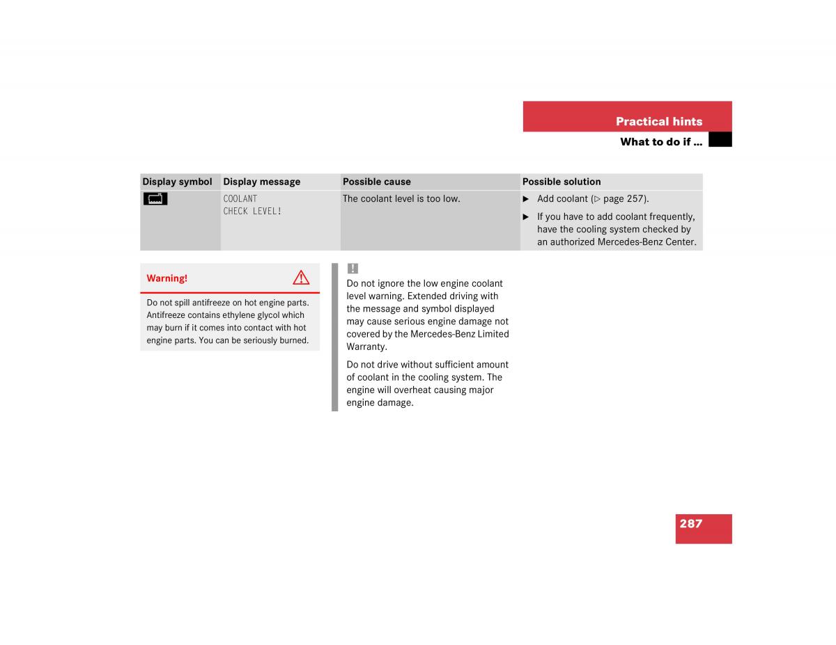 Mercedes Benz C Class W203 owners manual / page 287