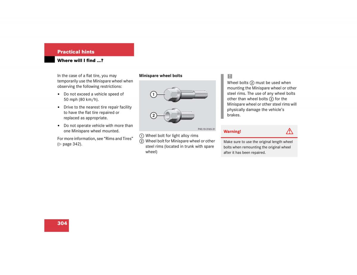 Mercedes Benz C Class W203 owners manual / page 304