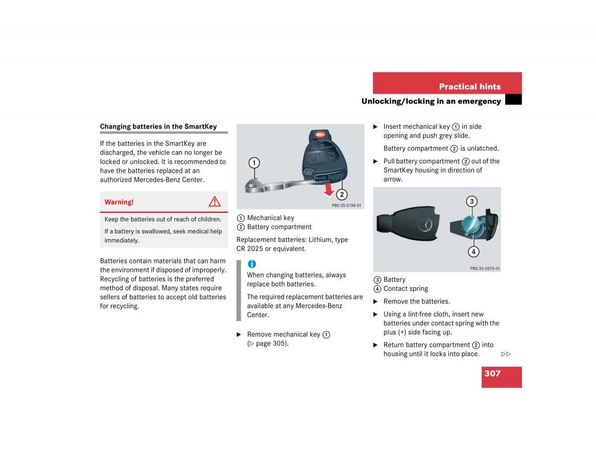 Mercedes Benz C Class W203 owners manual / page 307