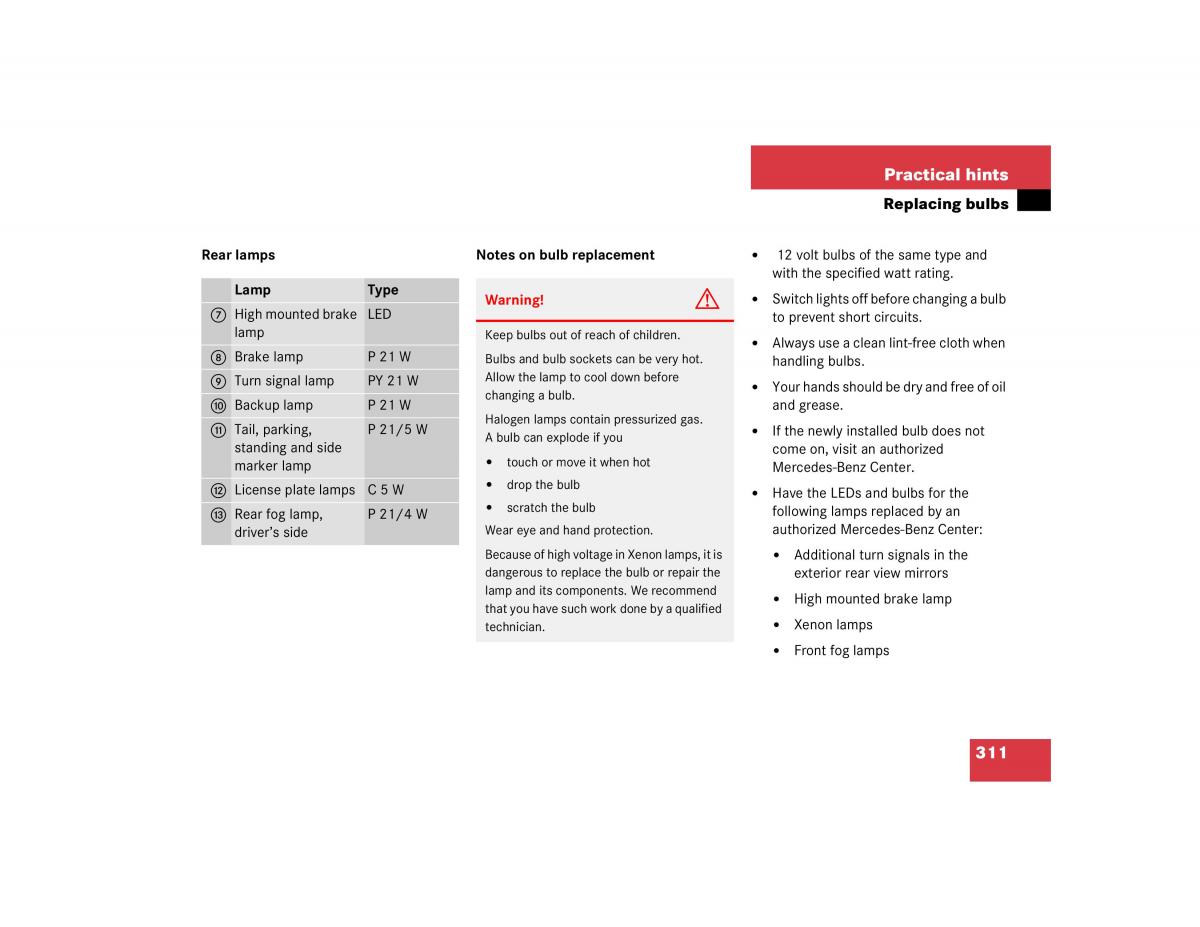 Mercedes Benz C Class W203 owners manual / page 311