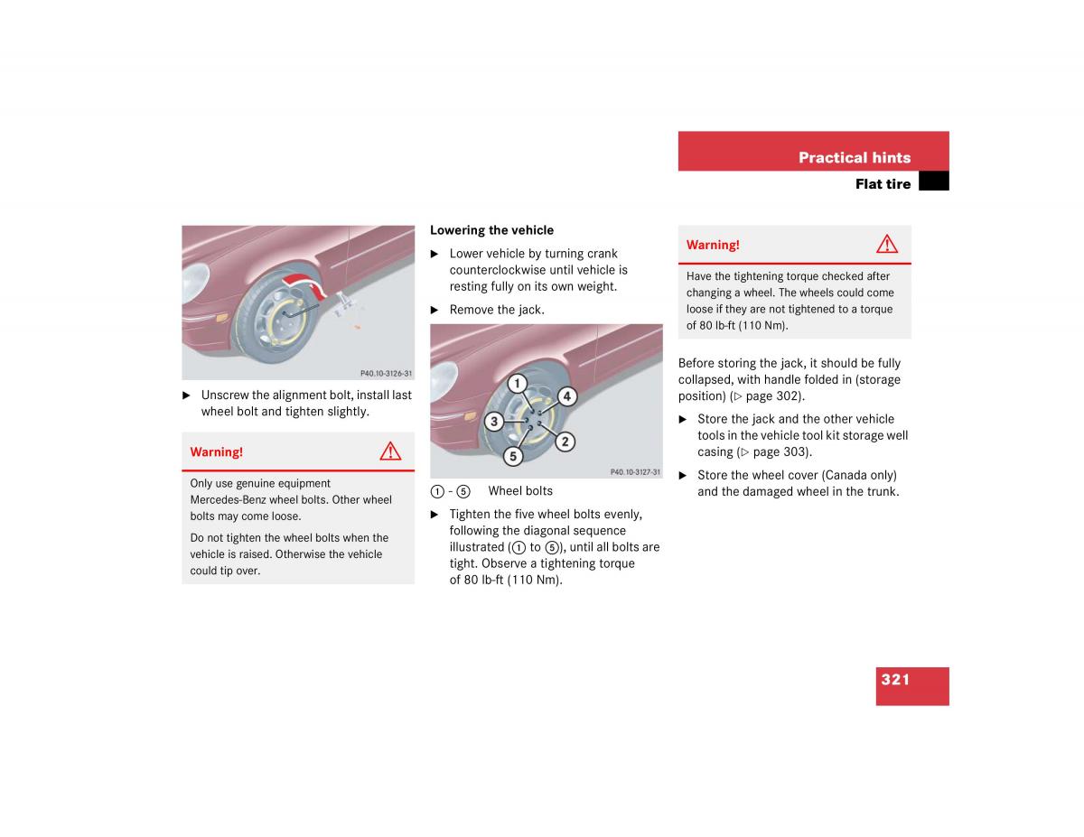 Mercedes Benz C Class W203 owners manual / page 321