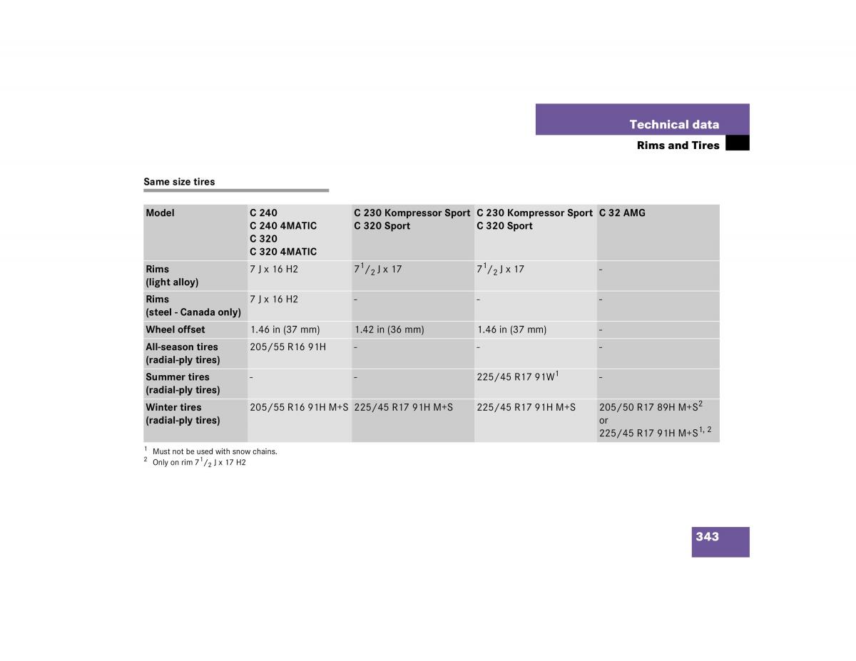 Mercedes Benz C Class W203 owners manual / page 343