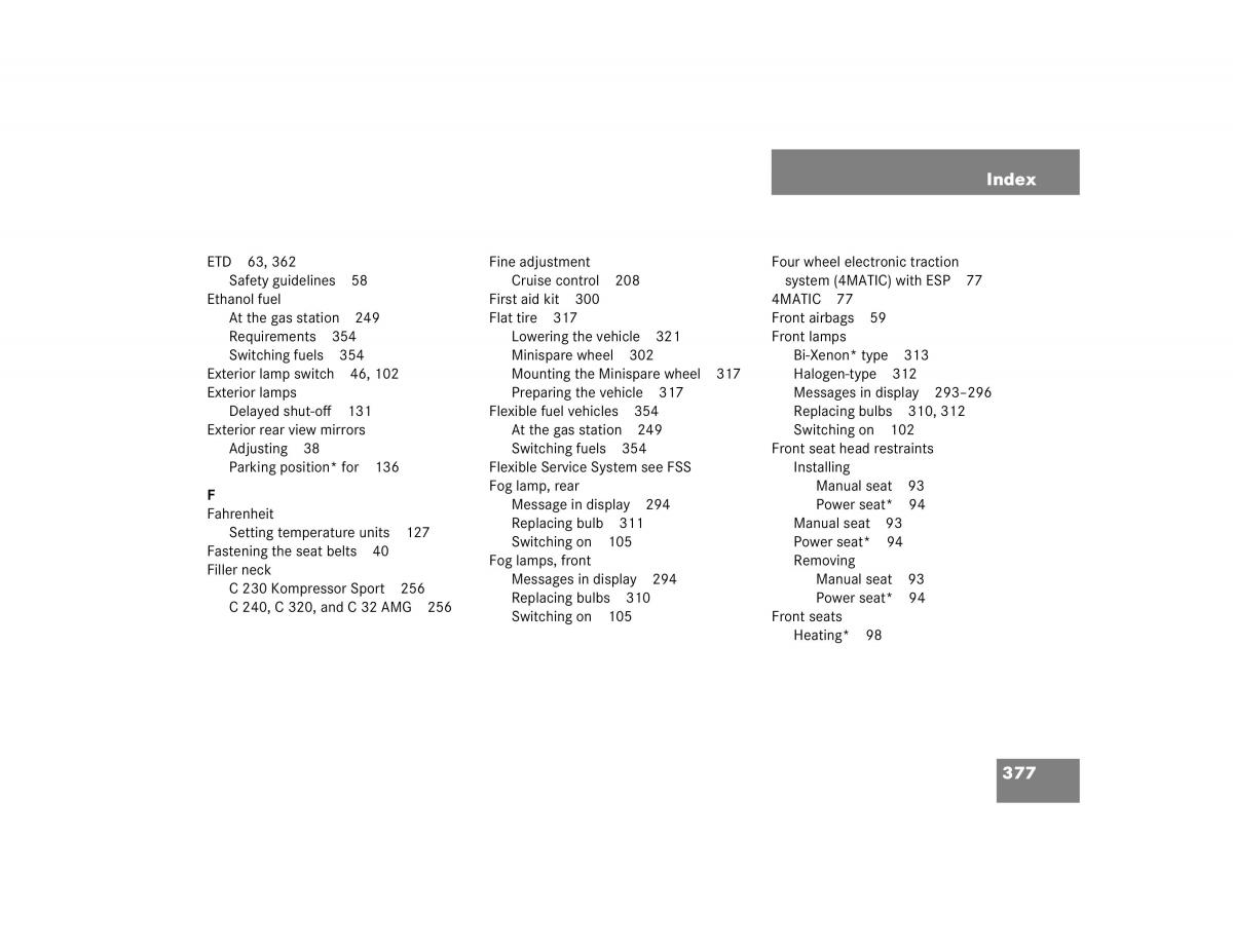 manual mercedes c mercedes benz c class w203 owners manual / page 377