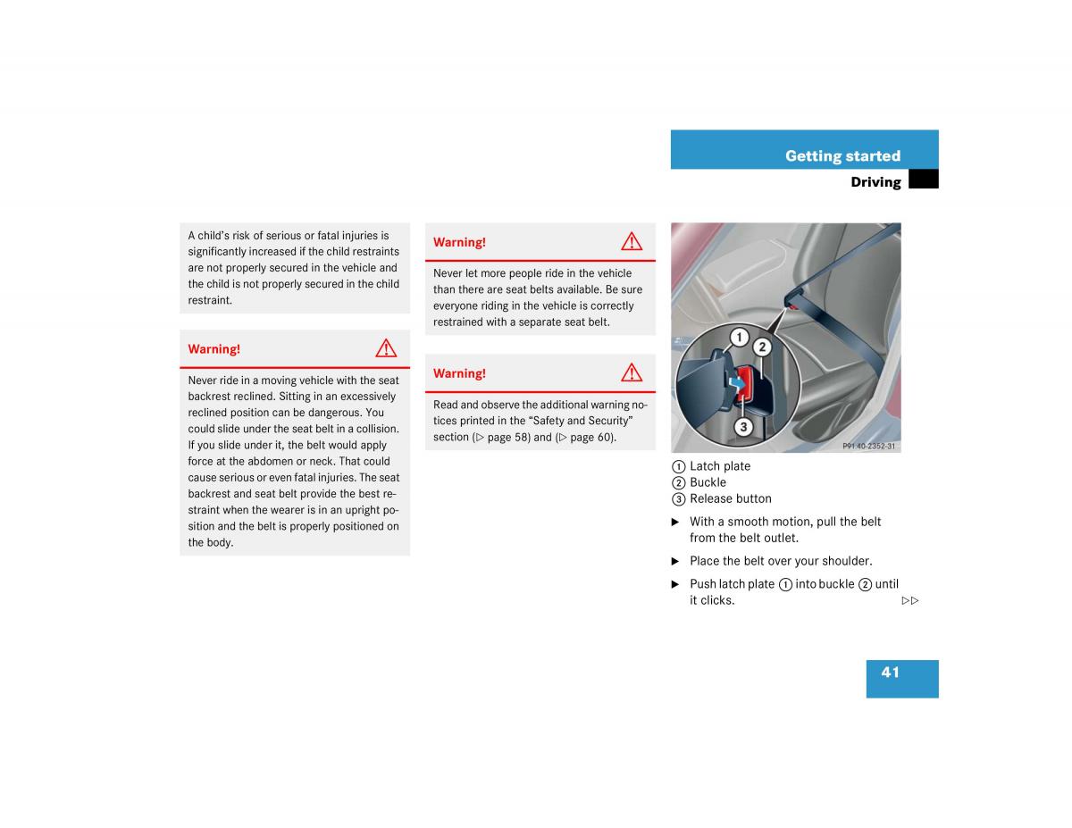 manual mercedes c mercedes benz c class w203 owners manual / page 41