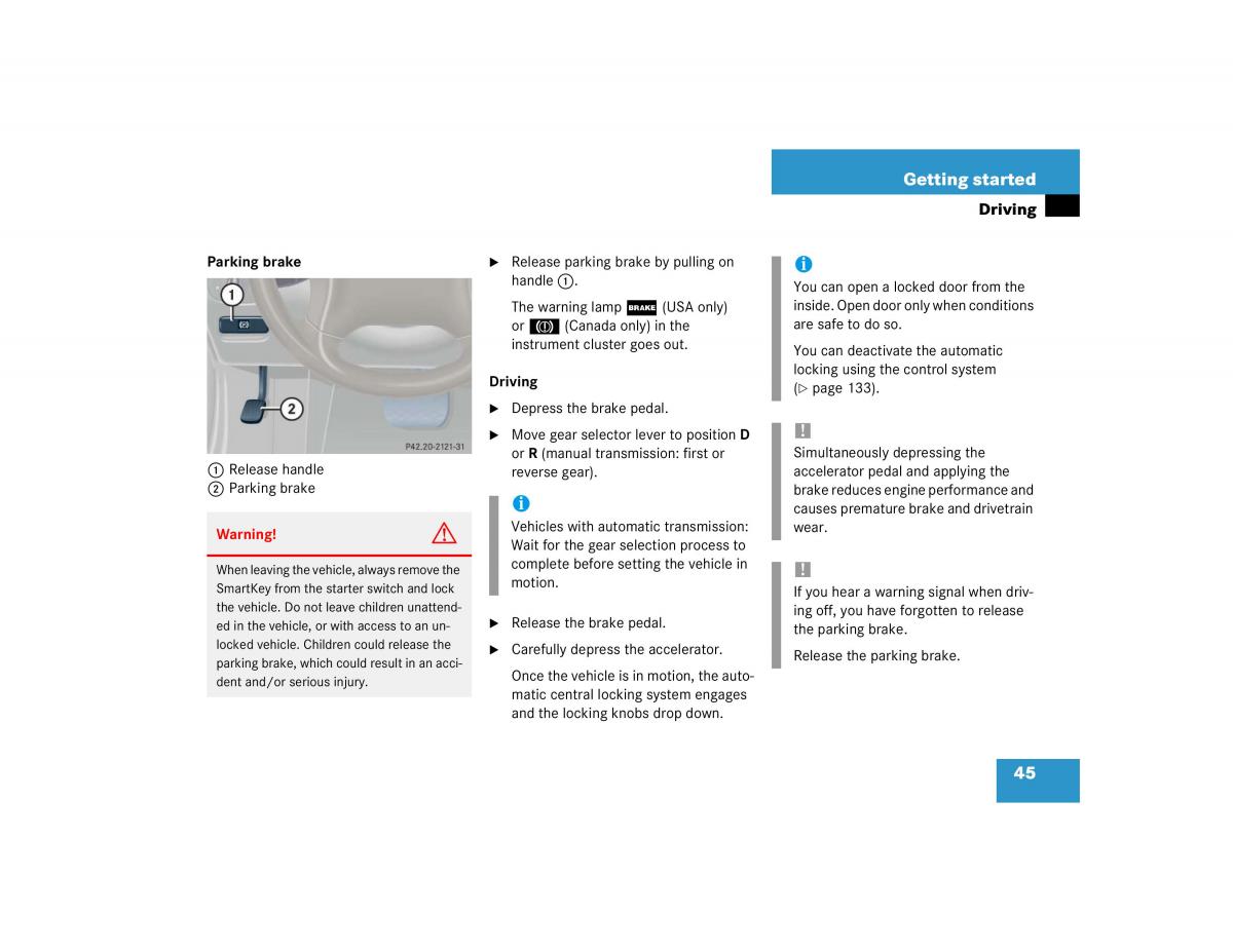 Mercedes Benz C Class W203 owners manual / page 45