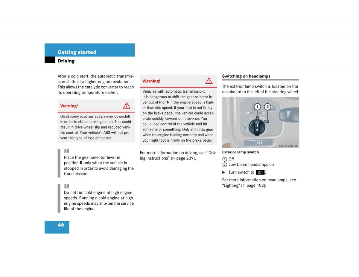 Mercedes Benz C Class W203 owners manual / page 46