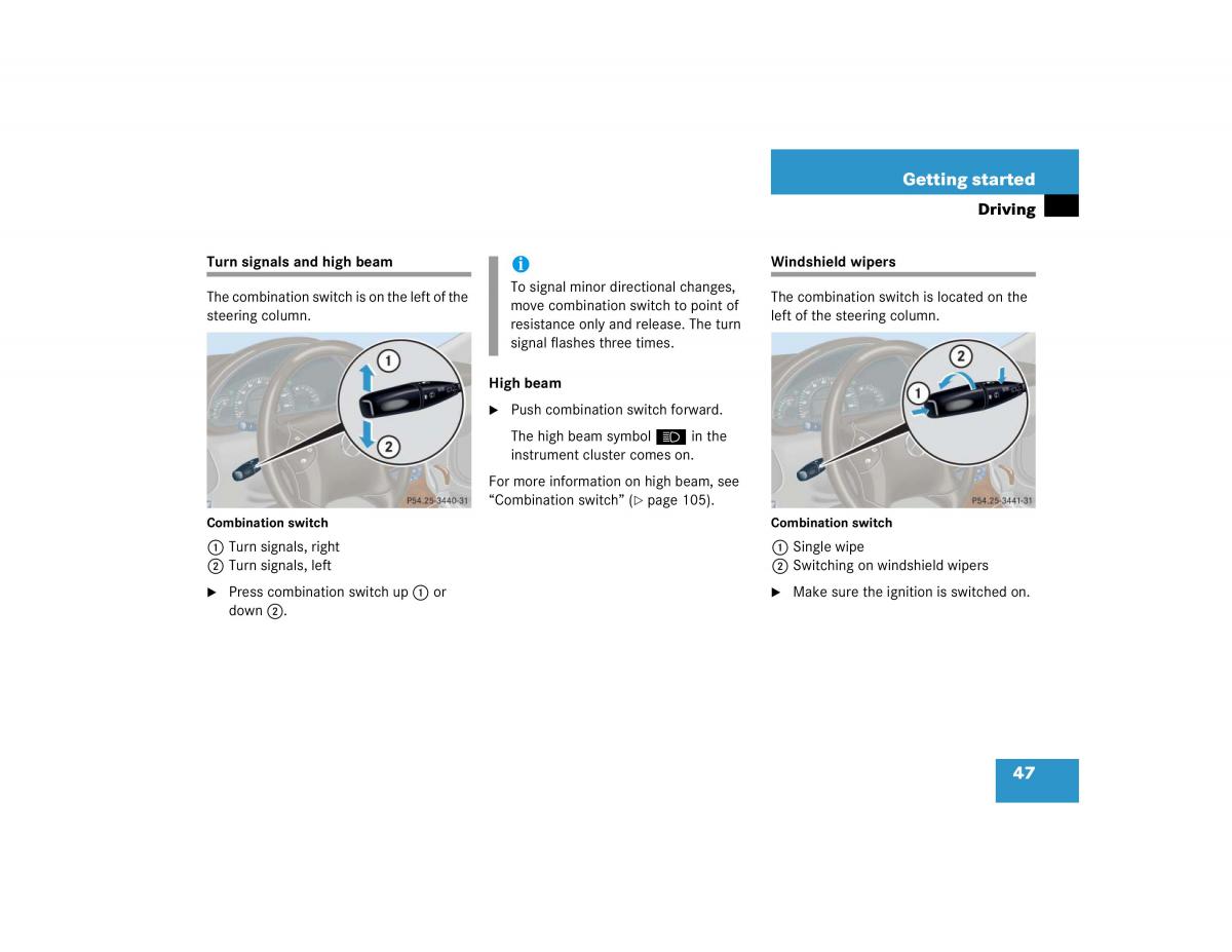 Mercedes Benz C Class W203 owners manual / page 47