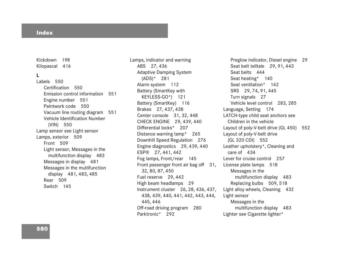 Mercedes Benz GL Class X164 owners manual / page 581