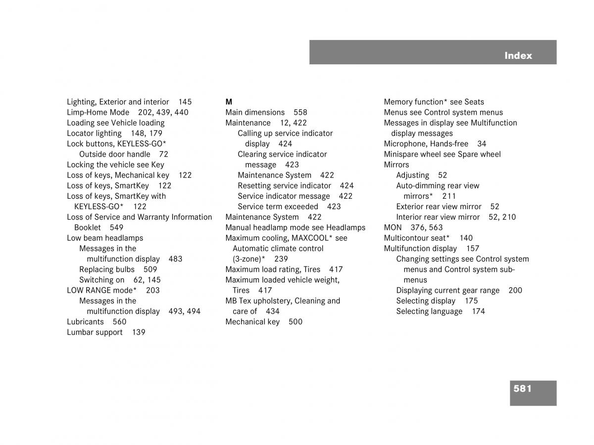 Mercedes Benz GL Class X164 owners manual / page 582