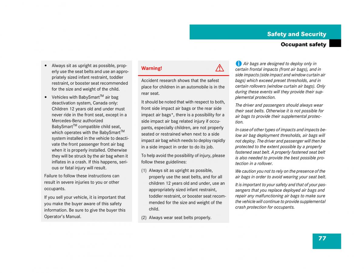 Mercedes Benz GL Class X164 owners manual / page 78