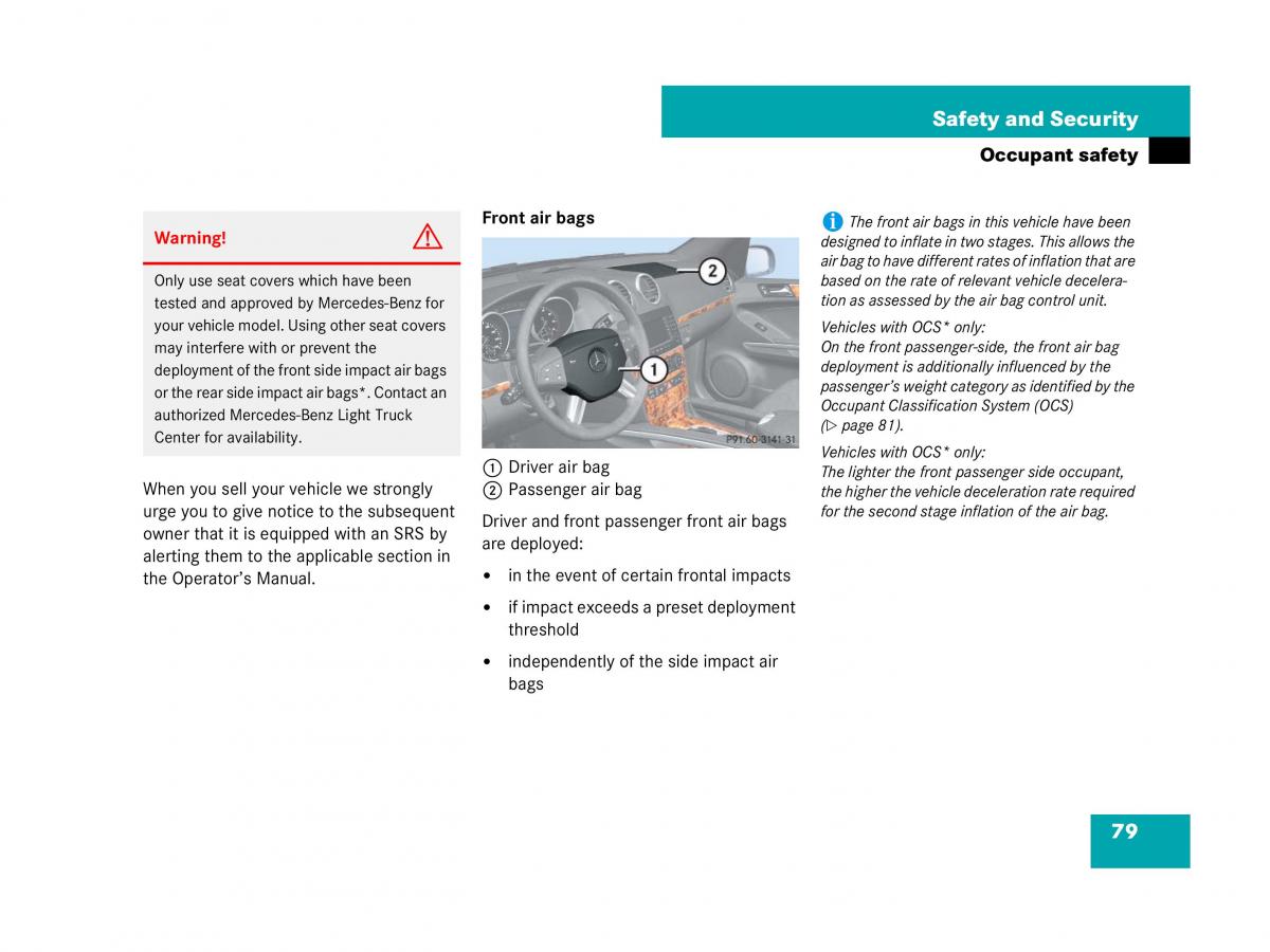 Mercedes Benz GL Class X164 owners manual / page 80