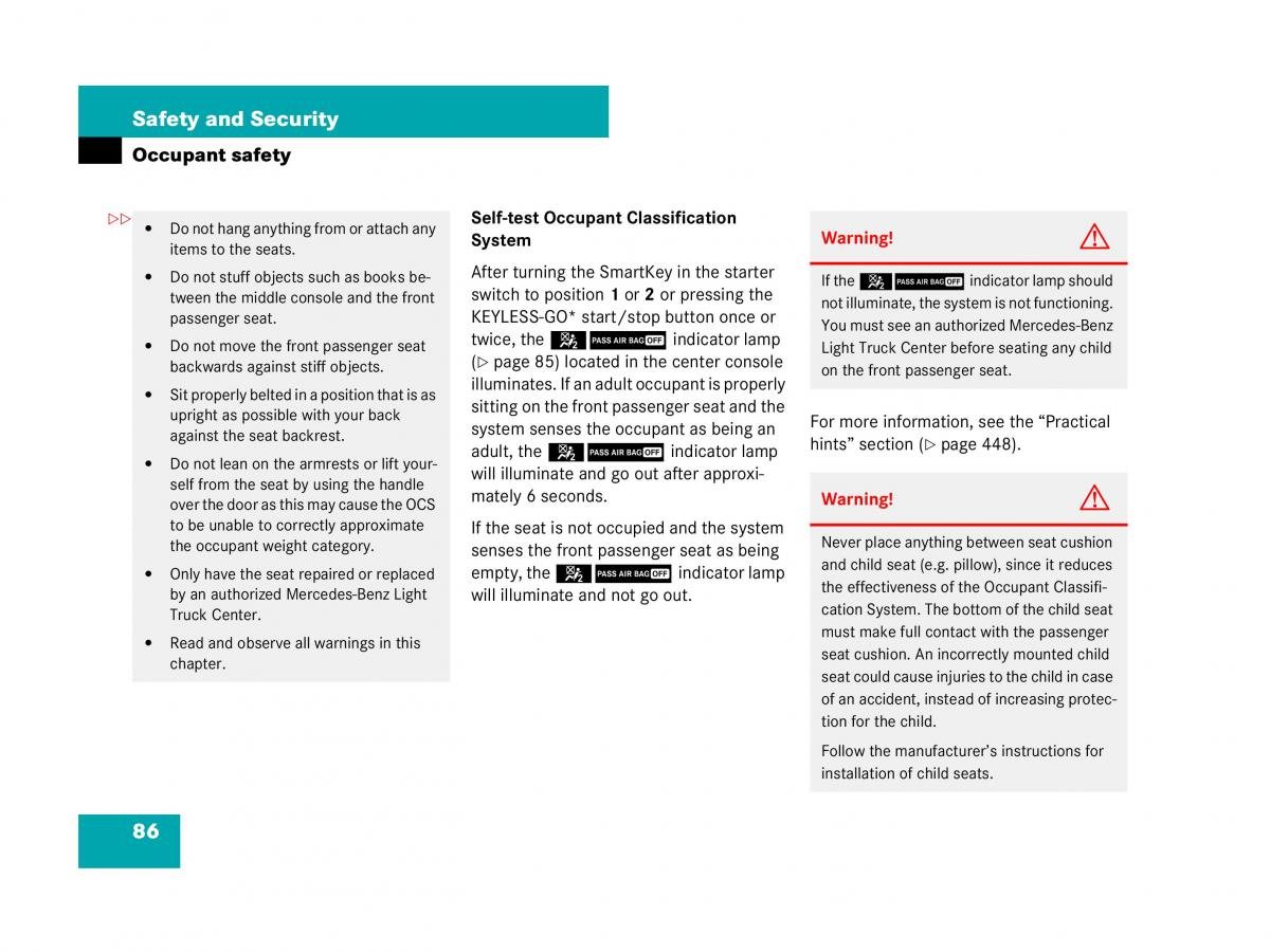 Mercedes Benz GL Class X164 owners manual / page 87