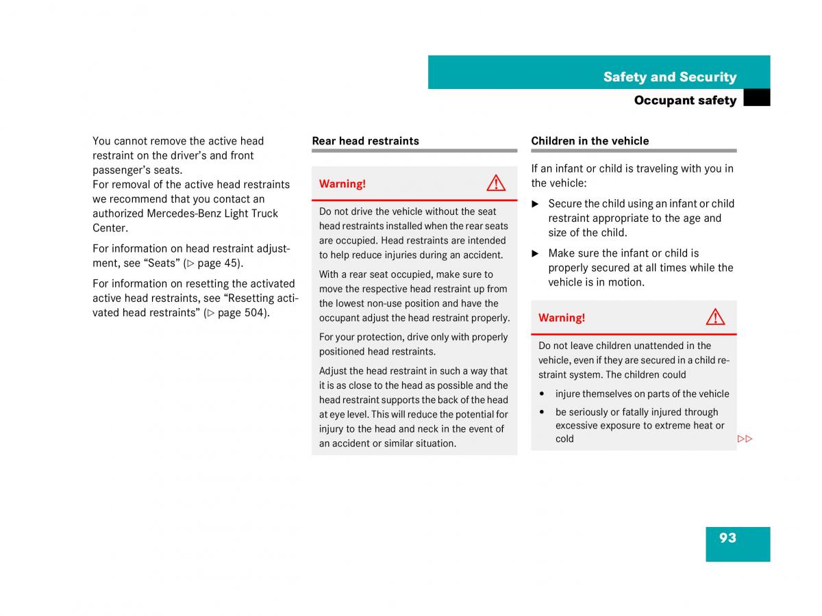 Mercedes Benz GL Class X164 owners manual / page 94