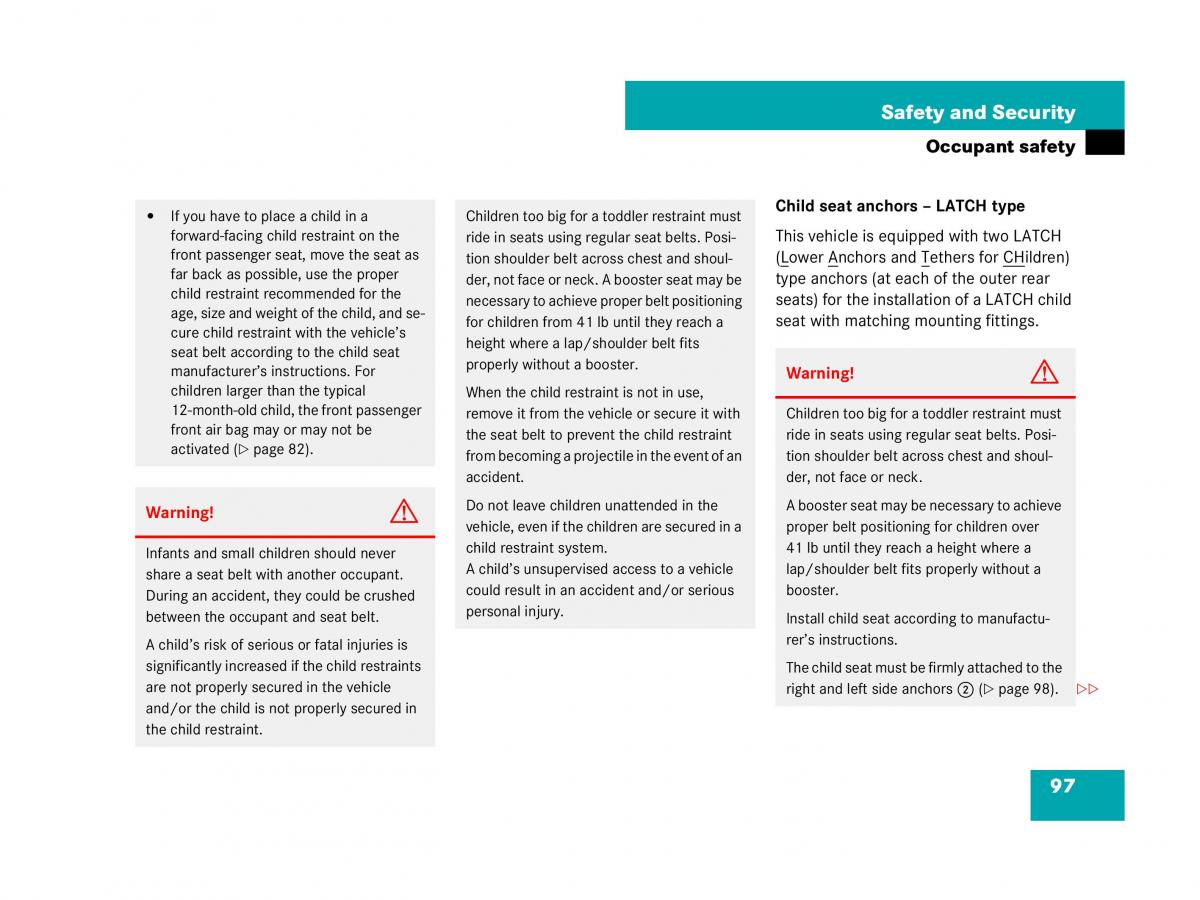 Mercedes Benz GL Class X164 owners manual / page 98