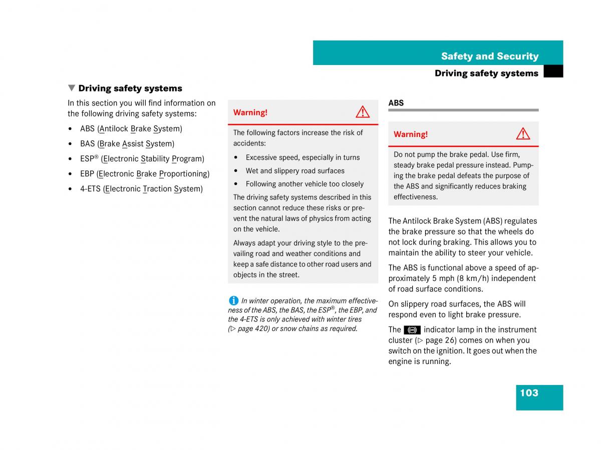 Mercedes Benz GL Class X164 owners manual / page 104