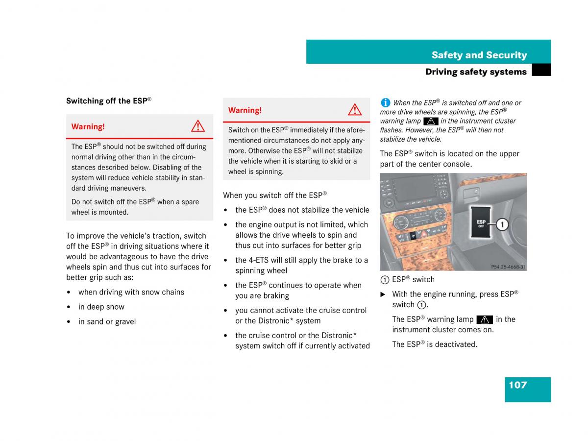 Mercedes Benz GL Class X164 owners manual / page 108