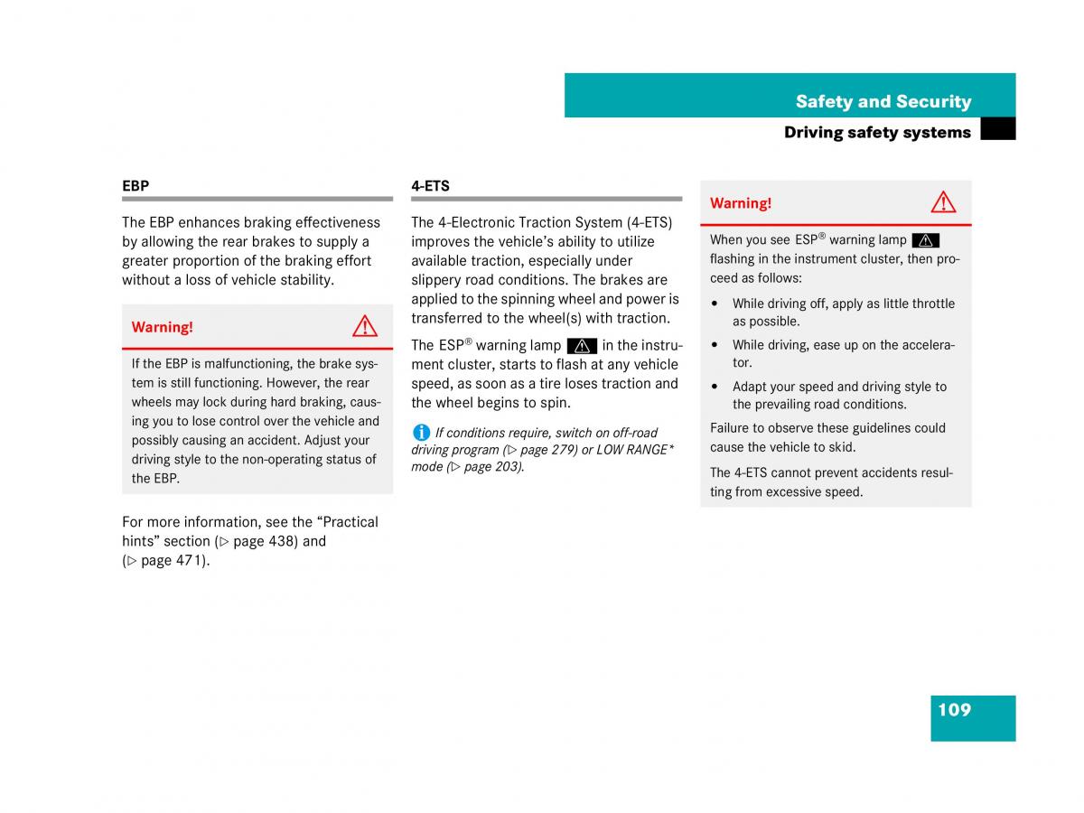 Mercedes Benz GL Class X164 owners manual / page 110