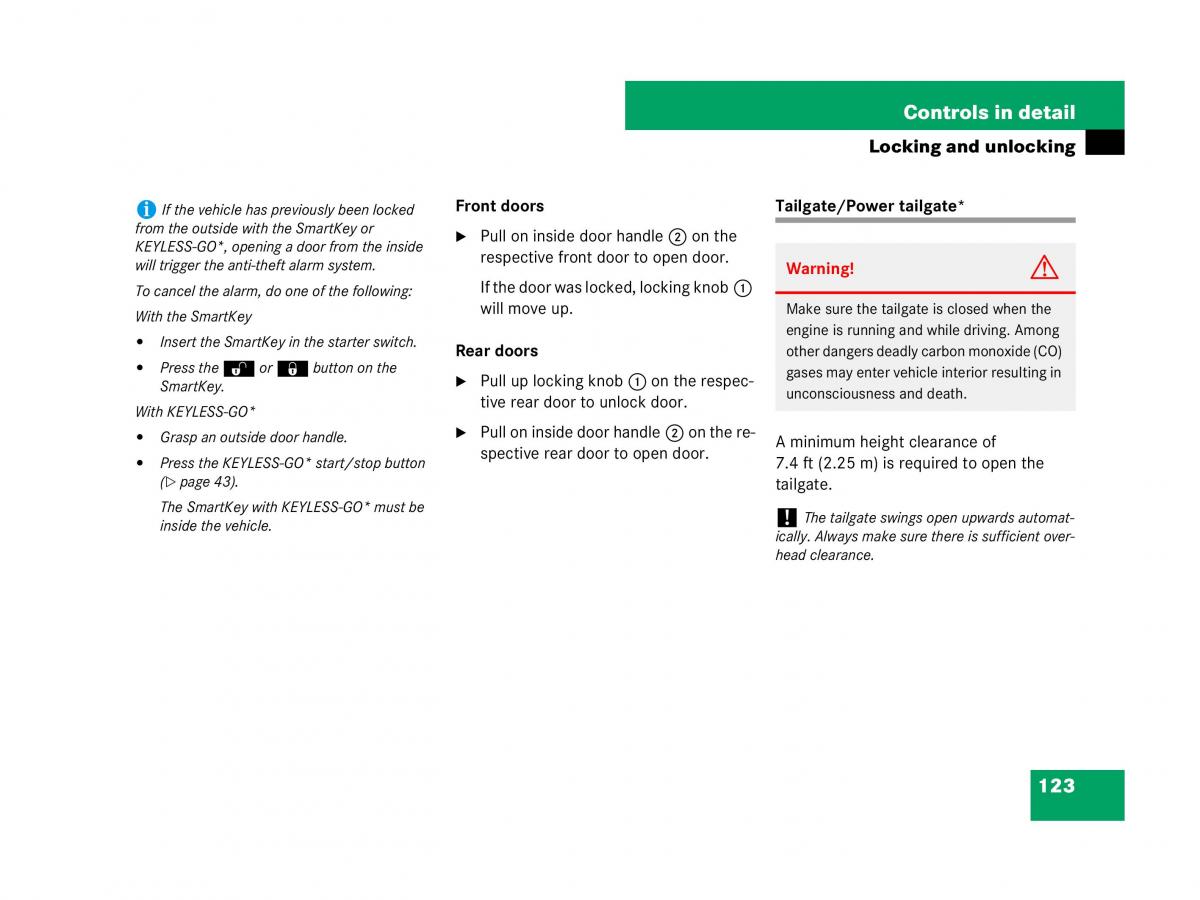 Mercedes Benz GL Class X164 owners manual / page 124