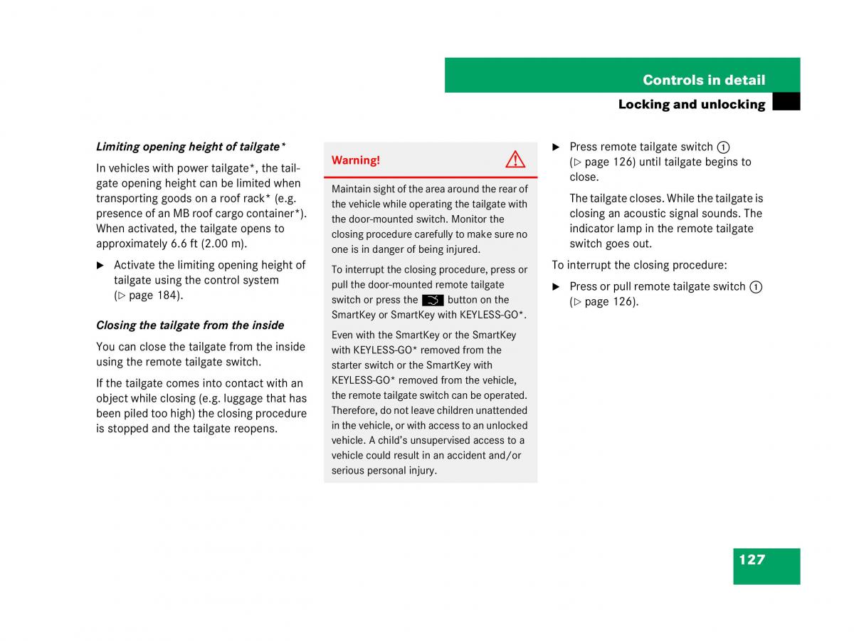 Mercedes Benz GL Class X164 owners manual / page 128