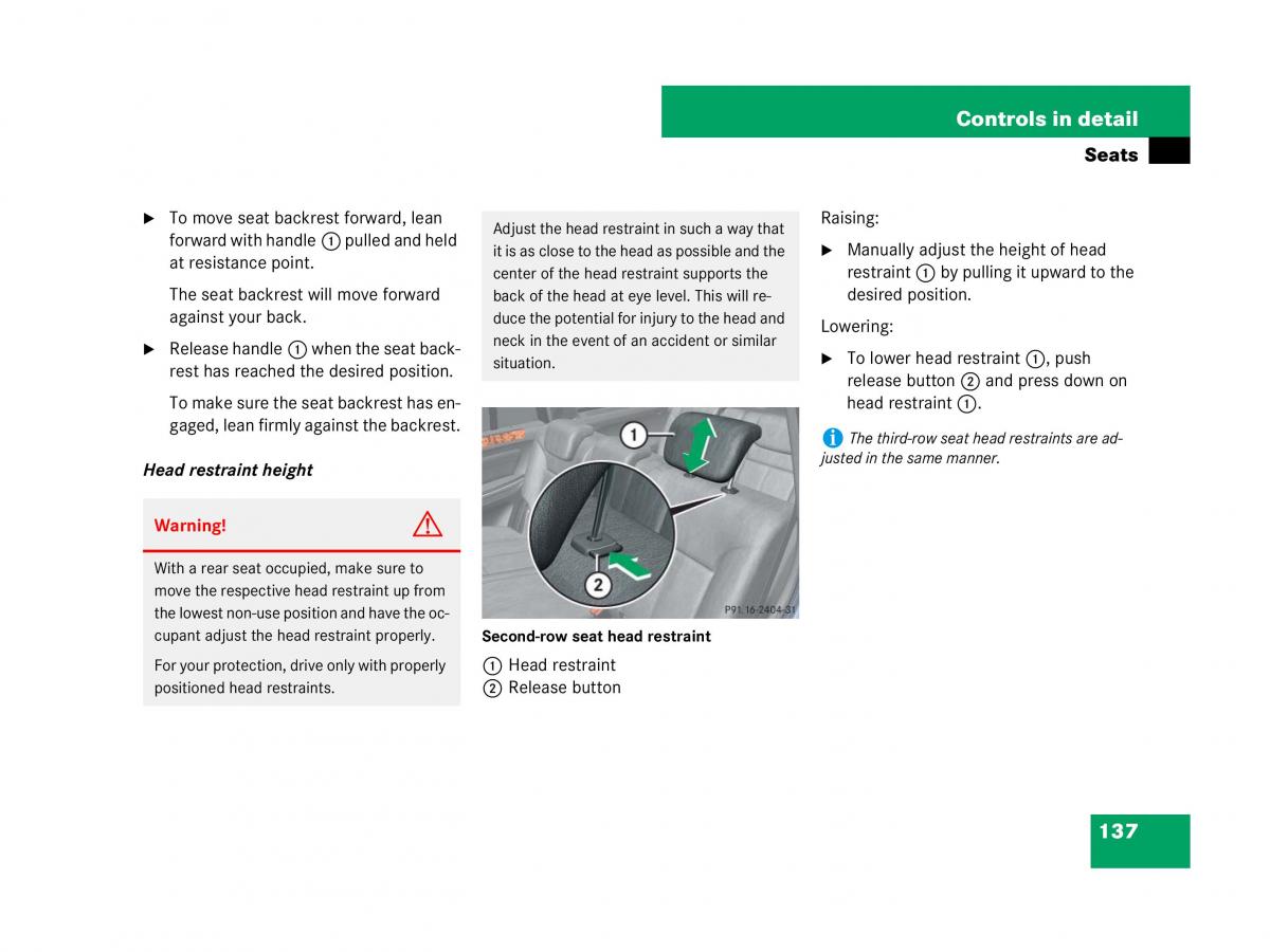 Mercedes Benz GL Class X164 owners manual / page 138