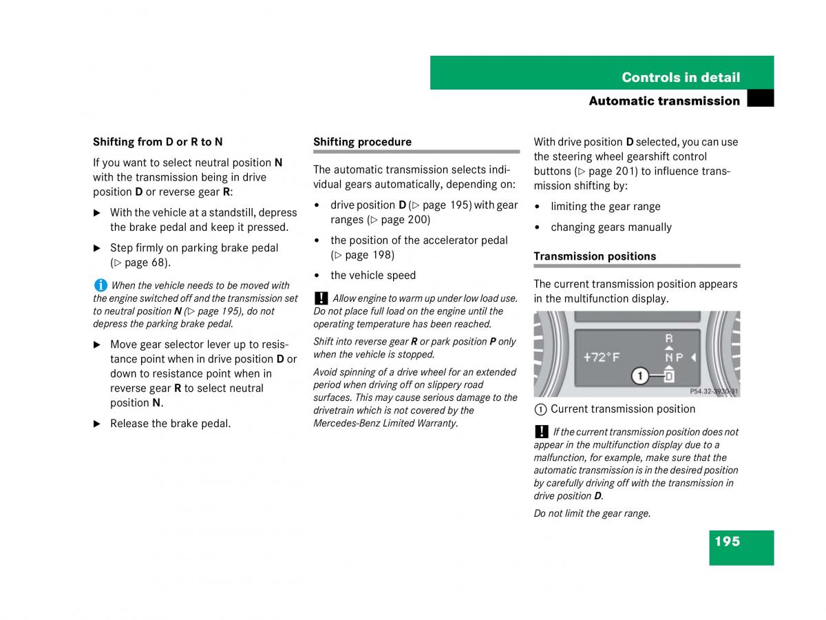 Mercedes Benz GL Class X164 owners manual / page 196