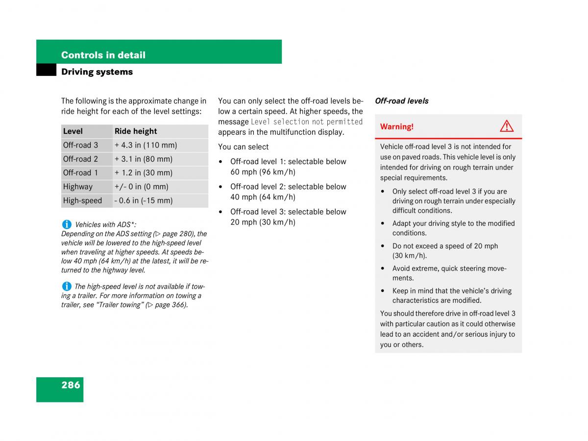 Mercedes Benz GL Class X164 owners manual / page 287