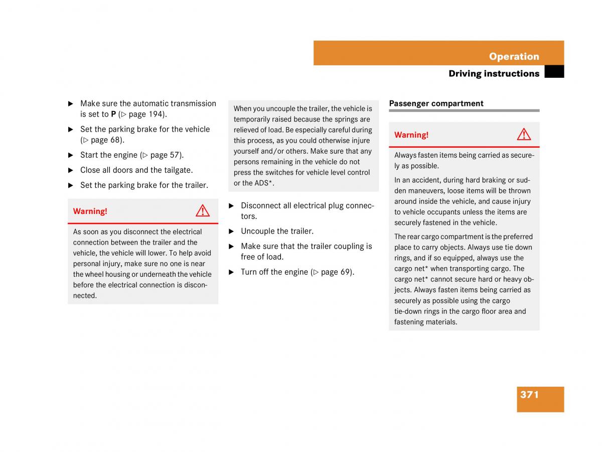 Mercedes Benz GL Class X164 owners manual / page 372