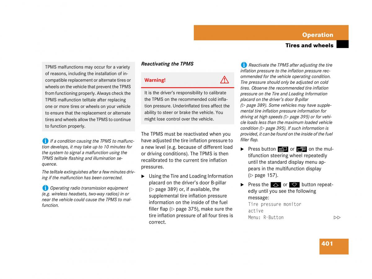 Mercedes Benz GL Class X164 owners manual / page 402