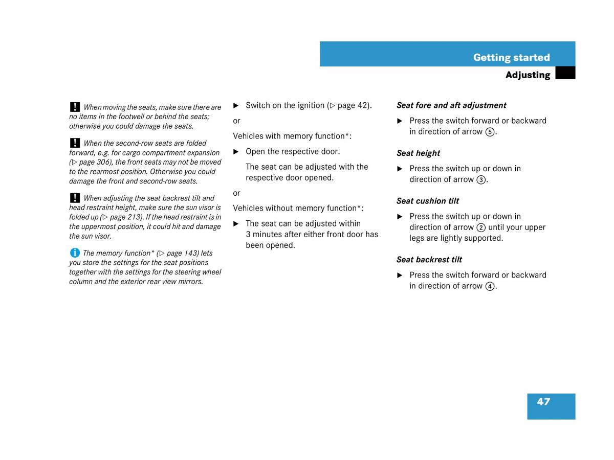 Mercedes Benz GL Class X164 owners manual / page 48