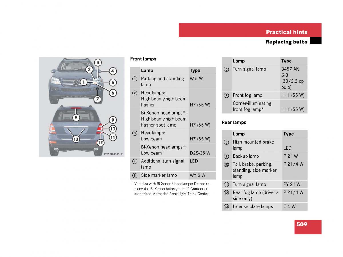 Mercedes Benz GL Class X164 owners manual / page 510