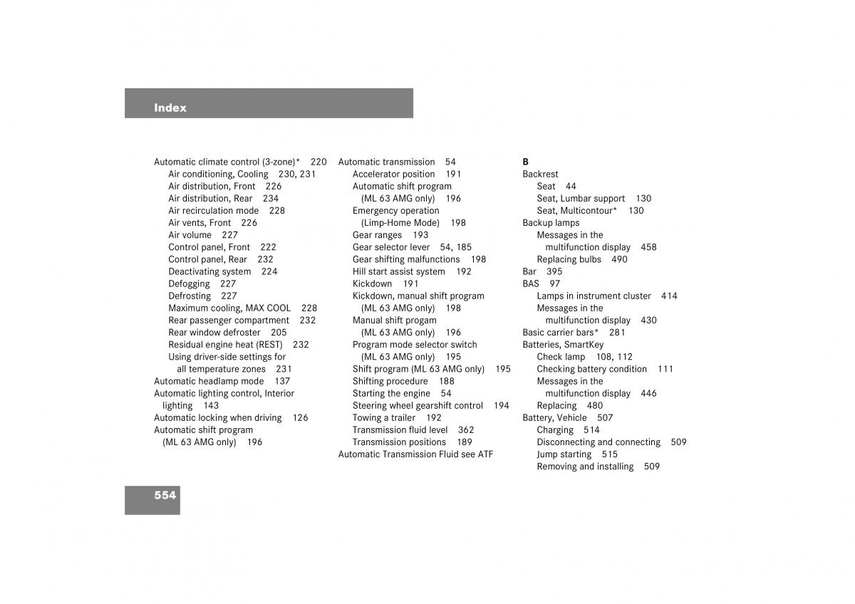 Mercedes Benz ML W164 owners manual / page 555