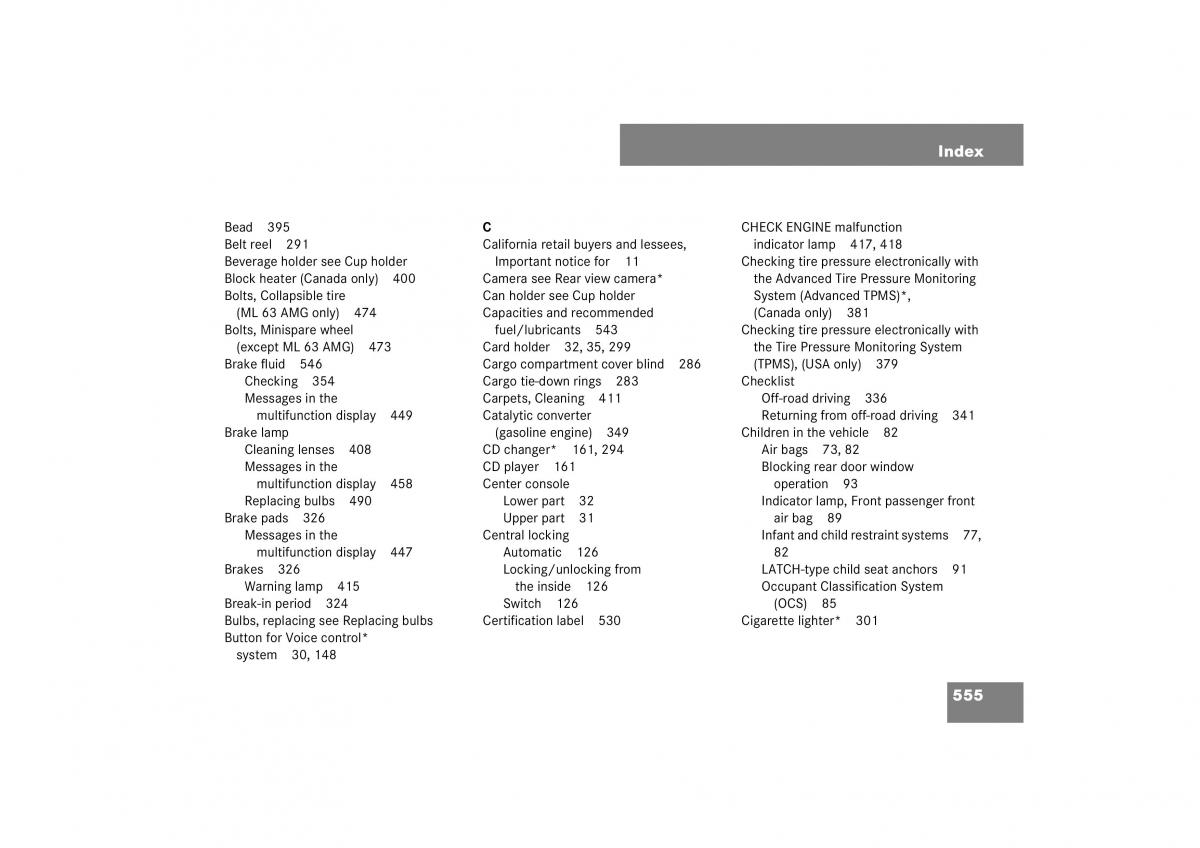 Mercedes Benz ML W164 owners manual / page 556