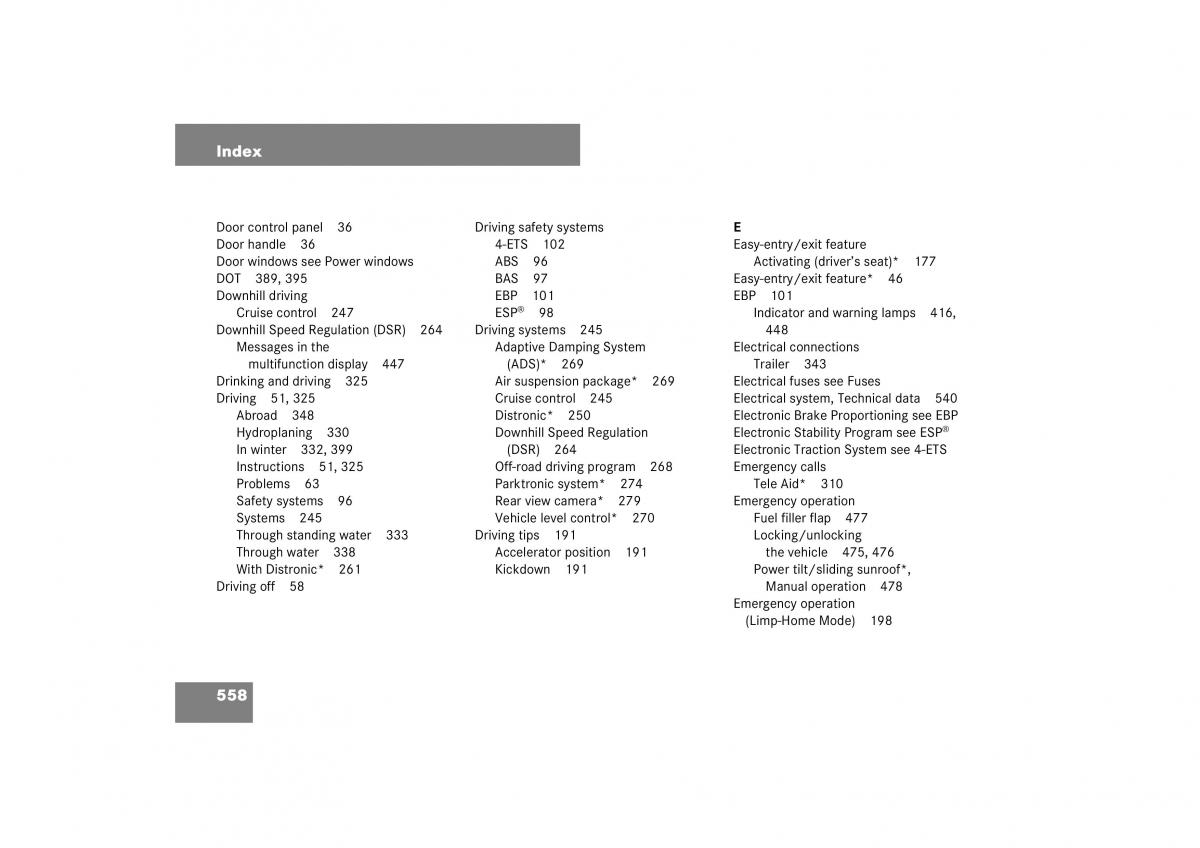 Mercedes Benz ML W164 owners manual / page 559