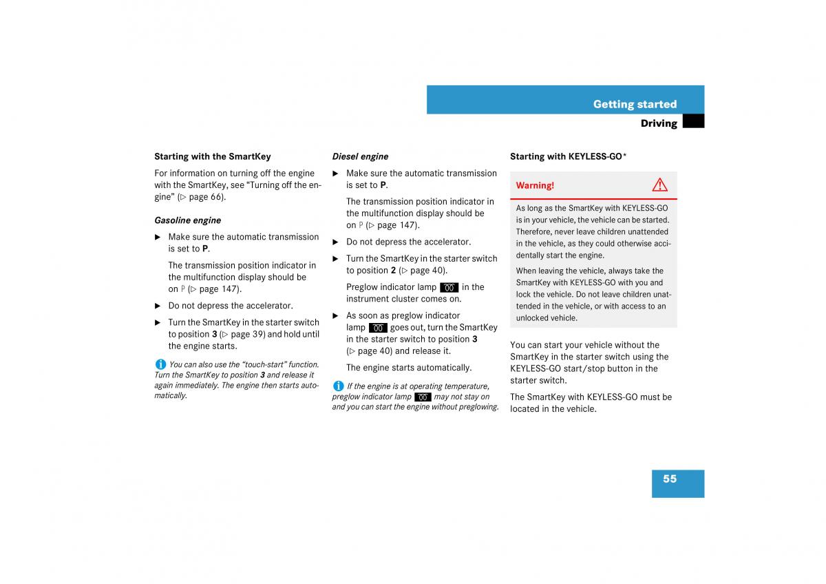 Mercedes Benz ML W164 owners manual / page 56