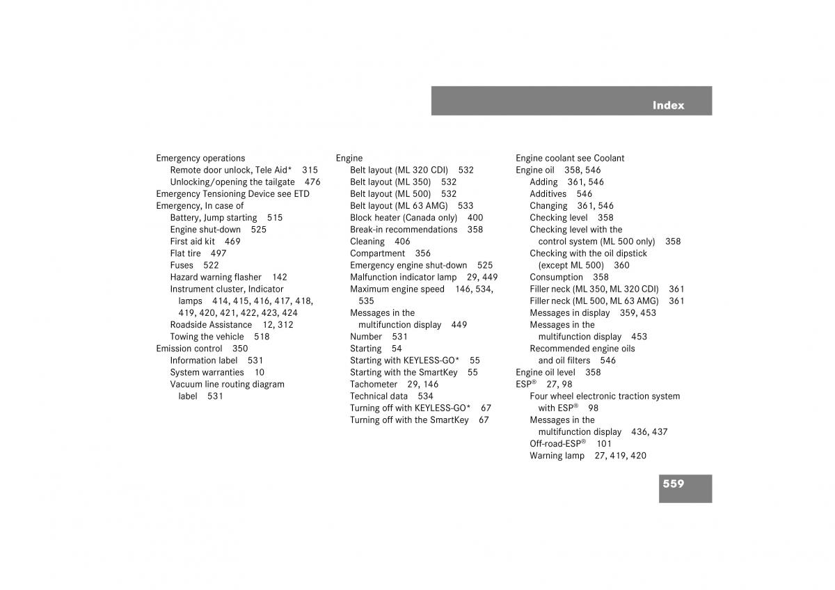 Mercedes Benz ML W164 owners manual / page 560