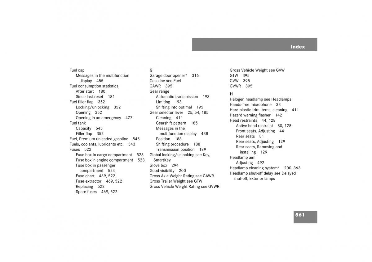 Mercedes Benz ML W164 owners manual / page 562