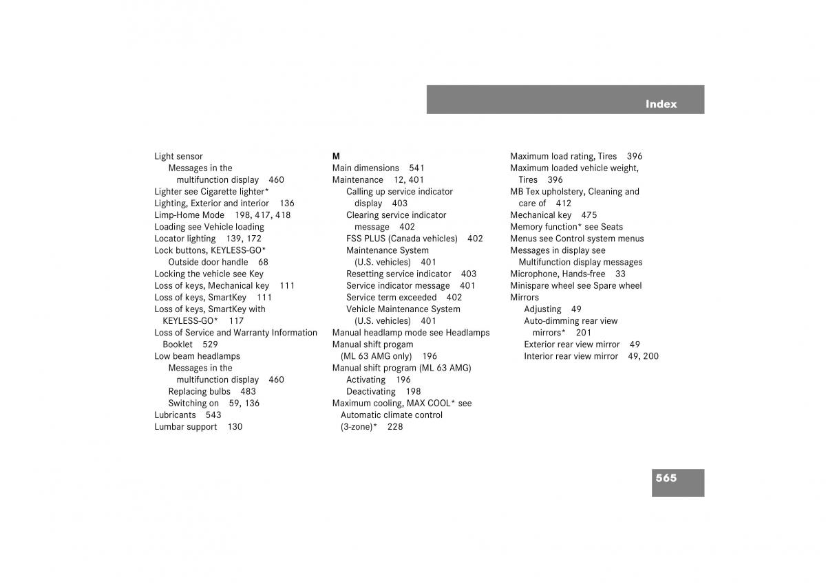 Mercedes Benz ML W164 owners manual / page 566