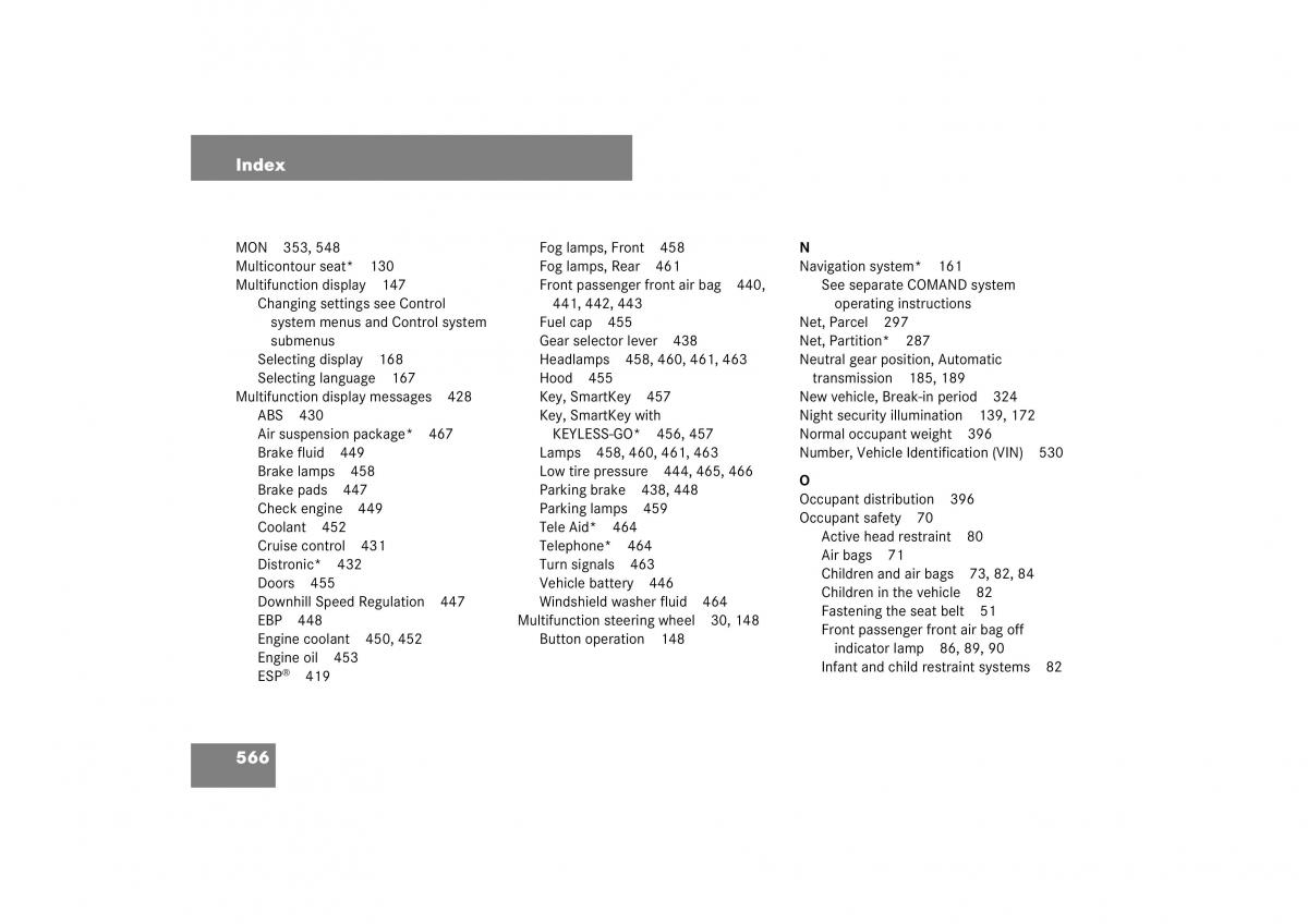 Mercedes Benz ML W164 owners manual / page 567