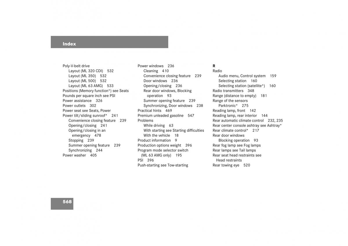 Mercedes Benz ML W164 owners manual / page 569